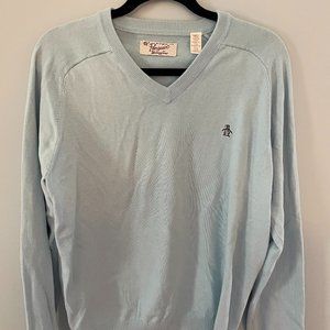 NWOT Original Penguin Fitted Baby-Blue V-Neck Sweater